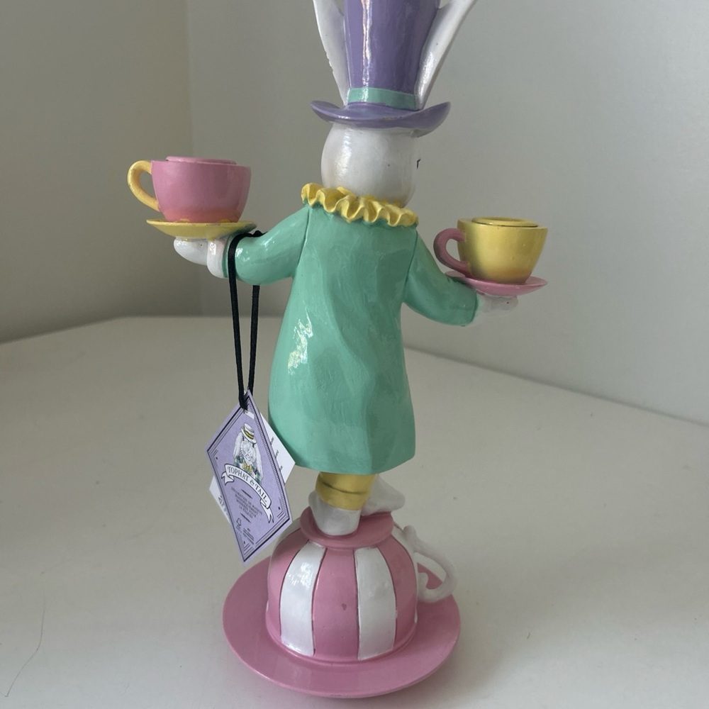 Easter Bunny Teacup Figurine Whimsical Candle Holder Decor - Picture 12 of 16